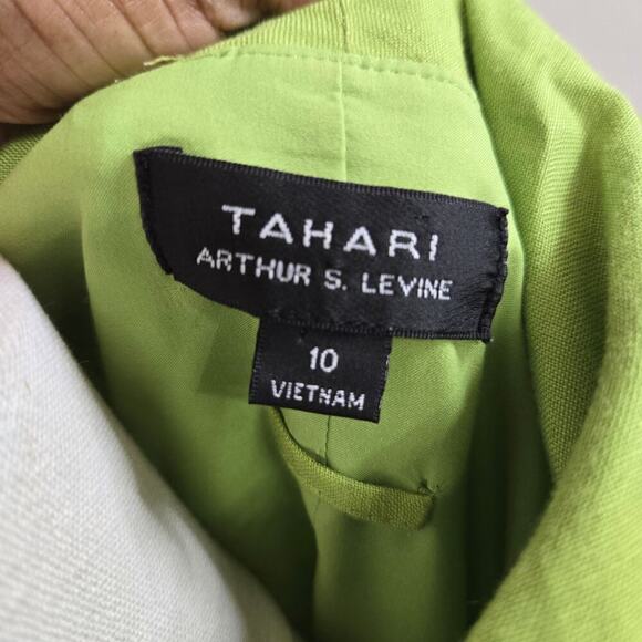 TAHARI ARTHUR S. LEVINE Green Linen Blend Cowl Neck Mini Dress Size 10 - Picture 7 of 10